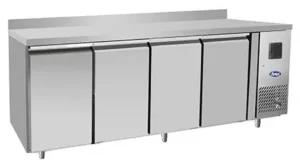 TAVOLO FRIGO REFRIGERATO POSITIVO VENTILATO 4 PORTE CON ALZATINA GN1/1 - TN - Temp. -2°C/+8°C  Dim. Cm 223 x 60 x 85h