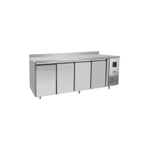 TAVOLO FRIGO REFRIGERATO POSITIVO VENTILATO 4 PORTE CON ALZATINA GN1/1 - TN - Temp. -2°C/+8°C Dim. Cm 223x70x85h