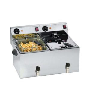 Friggitrice Elettrica da Banco Mec - Mod. FT88V - Capacità Olio 8+8 lt - Con Rubinetto di Scarico
