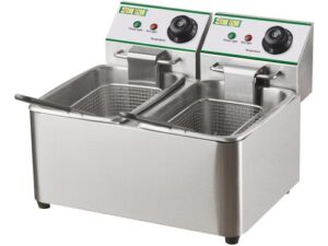 Friggitrice Elettrica da banco 2 vasche  FY44L  Cesto cm 20 x 14 x 12  Capacità olio 4,2L (x2)