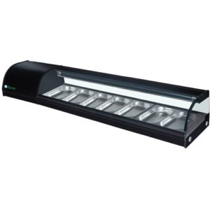 ESPOSITORE DA BANCO REFRIGERATO POSITIVO STATICO PER SUSHI - Mod. G-SSS1800 - Temp. 0°C/+6°C Dim. cm L180xP41,5x30h