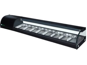 ESPOSITORE DA BANCO REFRIGERATO POSITIVO STATICO PER SUSHI - Mod. G-SSS2000 - Temp. 0°C/+6°C Dim. cm L200xP41,5x30h