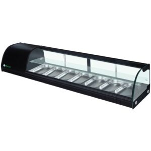 ESPOSITORE DA BANCO REFRIGERATO POSITIVO STATICO PER SUSHI - Mod. G-TS1800 - Temp. +4°C/+8°C Dim. cm L180xP41,5x33h