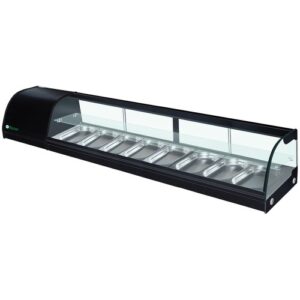 ESPOSITORE DA BANCO REFRIGERATO POSITIVO STATICO PER SUSHI - Mod. G-TS2000 - Temp. +4°C/+8°C Dim. cm L200xP41,5x33h