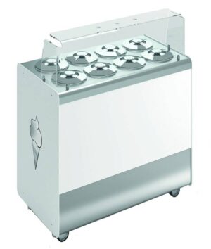 Banco a Pozzetto 8 gusti + 8 di riserva- JOY BRX- conservatore a carapine per Gelato e Granite