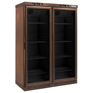 CANTINETTA – FRIGO VINI STATICO IN LEGNO 2 PORTE – Mod. KL2792B – Temp. +2+8°C/+2+8°C – Dim. cm L128xP61xh186