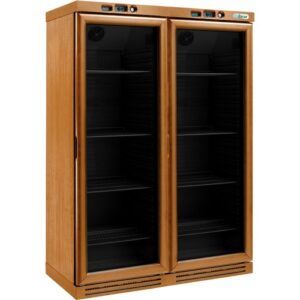 CANTINETTA – FRIGO VINI STATICO IN LEGNO 2 PORTE – Mod. KL2792NB – Temp. +2+8°C/+2+8°C – Dim. cm L128xP61xh186