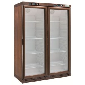 CANTINETTA – FRIGO VINI STATICO IN LEGNO 2 PORTE – Mod. KL2792 – Temp. +2+8°C/+2+8°C – Dim. cm L128xP61xh186