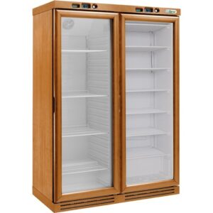 CANTINETTA – FRIGO VINI STATICO IN LEGNO 2 PORTE – Mod. KL2794N – Temp. +2+8°C/-18-22°C – Dim. cm L128xP61xh186