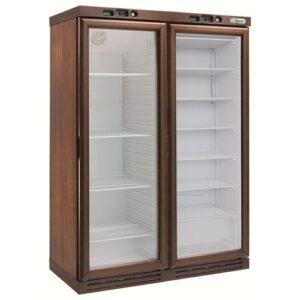 CANTINETTA – FRIGO VINI STATICO IN LEGNO 2 PORTE – Mod. KL2794 – Temp. +2+8°C/-18-22°C – Dim. cm L128xP61xh186