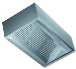 CAPPA IN ACCIAIO INOX CUBICA CON MOTORE INTERNO - PROF. cm 90