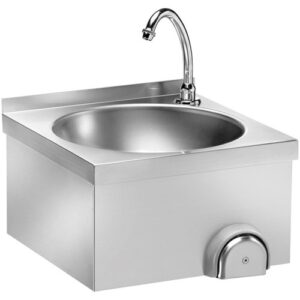 Lavamani Inox a parete LM40 Comandi a ginocchio  cm 40x40x28