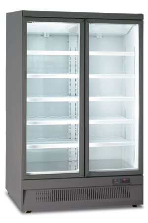 Armadio frigo murale positivo ventilato per prodotti freschi 2 porte vetro – Klimaitalia MR 126 TN2 GRY | +0/+10 °C | L 125,3 × P 71 × H 199,7 cm