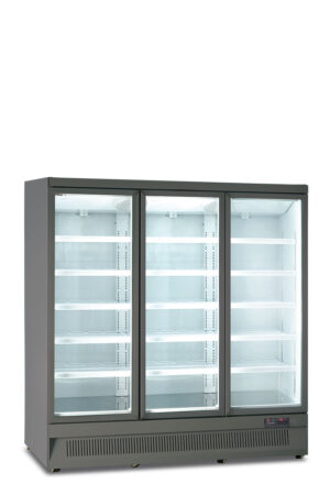 Armadio frigo murale positivo ventilato per prodotti freschi 3 porte vetro – Klimaitalia MR 188 TN3 GRY | +0/+10 °C | L 188 × P 71 × H 199,7 cm