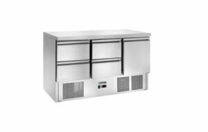 Saladette 1 anta + 4 cassetti - AK943-4D - Temp. +2°C/+8°C  Dim. cm L136,5xP70xh85