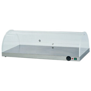 Piano caldo con cupola in plexiglass - struttura in acciaio inox - Temp. +30°C/+90°C - Dim. cm 100x50x30h