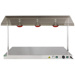 Lampada a infrarossi con piano caldo in acciaio inox - Struttura in acciaio inox – Temp. piano +30°C/+90°C - Dim. cm 127x68x80h