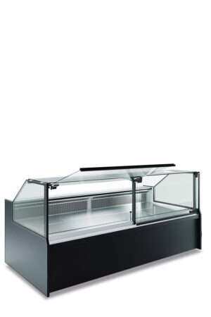 VETRINA FRIGO ORIZZONTALE REFRIGERATA POSITIVA VENTILATA PASTICCERIA GASTRONOMIA MACELLERIA CON CELLA DI RISERVA - SERIE SAMA 250 XL – Temp. +0°/+10° C – Dim. cm. L256xP120xh128