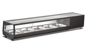 ESPOSITORE SOPRABANCO PER SUSHI - Mod. SUSHI 180 - Temp. 0°C/+12°C Dim. cm L180xP40,6x31,8h