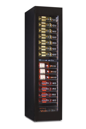 CANTINETTA - VETRINA FRIGO VINI SLIM VENTILATA 2 TEMPERATURE 105 BOTTIGLIE - TN  385 LITRI - Temp. °C (+2/+12)(+12/+20)  - Dim. cm. L45xP69xh180