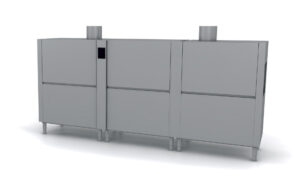 Lavastoviglie A Traino Cesto 500×500 – Doppio Filtraggio – Trifase – Dim. 3400x770x1800h