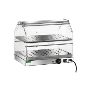VETRINA RISCALDATA DA BANCO - Struttura in acciaio inox AISI 304 -  Temp. +30°C/+90°C - Dim. cm 85x35x40h