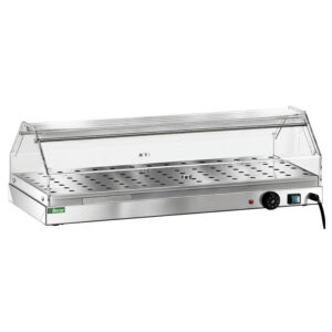 VETRINA RISCALDATA DA BANCO - Struttura in acciaio inox AISI 304 -  Temp. +30°C/+90°C - Dim. cm 85x35x25h