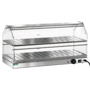 VETRINA RISCALDATA DA BANCO - Struttura in acciaio inox AISI 304 -  Temp. +30°C/+90°C - Dim. cm 85x35x40h