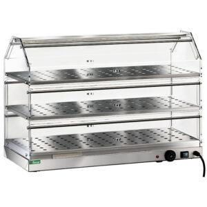 VETRINA RISCALDATA DA BANCO - Struttura in acciaio inox AISI 304 -  Temp. +30°C/+90°C - Dim. cm 85x35x54h