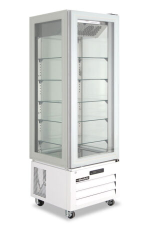 VETRINA VERTICALE CONGELATORE PER GELATERIA E PASTICCERIA BT NEGATIVA VENTILATA - VICTORIA 65 NFN BLACK/WHITE - 4 LATI VETRO NOFROST - Tem.  -18°C/-21°C - Dim. cm. L65xP65xh195