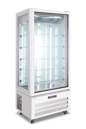 VETRINA VERTICALE CONGELATORE PER GELATERIA E PASTICCERIA BT NEGATIVA VENTILATA - VICTORIA 85 NFN BLACK/WHITE - 4 LATI VETRO NOFROST - Temp. -18°C/-21°C - Dim. cm. L85xP65xh195