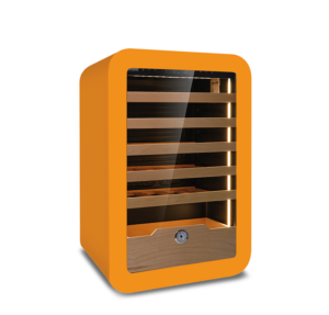 CANTINETTA - VETRINA FRIGO VINI VENTILATA 36 BOTTIGLIE COLORE ARANCIO - TN 126 LITRI - Temp. +2°C/+20°C - Dim. cm. L54xP55xh83