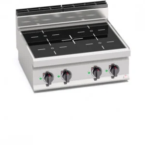 Cucina a induzione 4 zone da banco | Berto’s E7P4B/IND | L800xP714xH290 mm | 14 kW