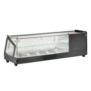 ESPOSITORE DA BANCO REFRIGERATO POSITIVO STATICO PER TAPAS - Mod. AK413VTB - Temp. 0°C/+12°C Dim. cm L113,5xP39,5x37,5h