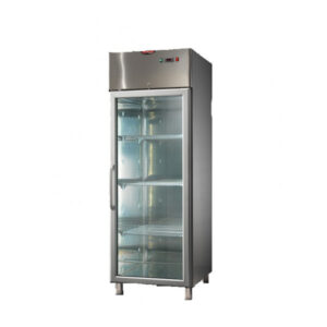 ARMADIO FRIGO POSITIVO VENTILATO IN ACCIAIO INOX CON PORTA IN VETRO - TN 700 LITRI - Temp. 0°/+10°C  Dim.  71x80x203/210,5