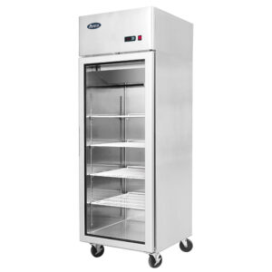 ARMADIO FRIGO POSITIVO VENTILATO IN ACCIAIO INOX CON PORTA IN VETRO - TN 700 Litri - Temp.  0°C/+8°C Dim. cm 73x80,5x206,5h