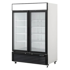 ARMADIO FRIGO VETRINA POSITIVO VENTILATO 2 PORTE IN VETRO - TN 1400 Litri - Temp.  0°C/+8°C  Dim. cm138,2x80,5x206,5h