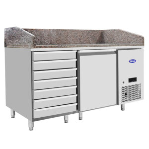 BANCO PIZZA 7 CASSETTI 1 PORTA - Ventilato - Temp. -2°/+8° - Dim. cm 151x80x84