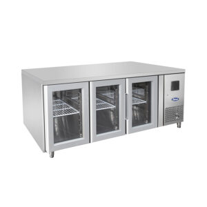 TAVOLO FRIGO REFRIGERATO POSITIVO VENTILATO 3 PORTE VETRO GN1/1 - TN - Temp. 0°C/+8°C  Dim. Cm 179,5x70x85h