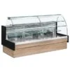VETRINA FRIGO ORIZZONTALE REFRIGERATA POSITIVA STATICA CON CELLA DI RISERVA VETRO CURVO PER PASTICCERIA E GASTRONOMIA - SERIE COLORADO - Temp. +4°/+6°C Profondità 82 Cm