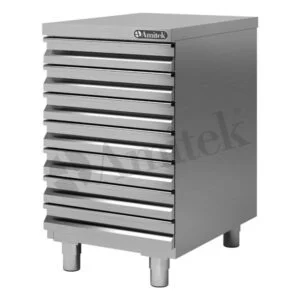 Cassettiera per contenitori palline pizza in acciaio inox AISI 304
