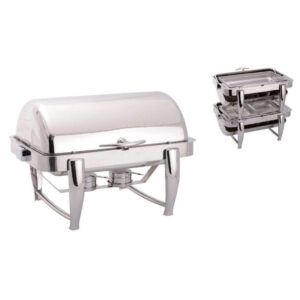 Scaldavivande - Chafing Dish per teglie GN 1/1 con coperchio ribaltabile 180°- 9L - Dim. cm 66x49x46h
