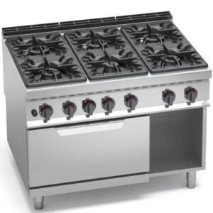 CUCINA A GAS 6 FUOCHI SU FORNO A GAS 2/1 - SERIE 90