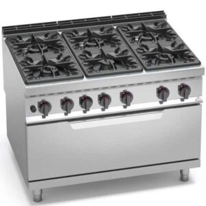 CUCINA A GAS 6 FUOCHI SU TUTTOFORNO A GAS - SERIE 90