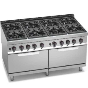 CUCINA A GAS 8 FUOCHI SU DUE FORNI A GAS GN 2/1 - SERIE 90