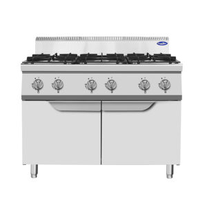 CUCINA A GAS 6 FUOCHI CON ANTE - SERIE 90 - Dim. cm. L120xP90xh114 6x12 kW