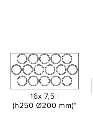 Kit assetto carapine inox 7,5 l per vetrina - Mod. Rimini