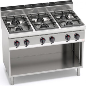 CUCINA A GAS 6 FUOCHI SU VANO SERIE 70  - Dim. 120x71,4x90h - 31,5 Kw totali