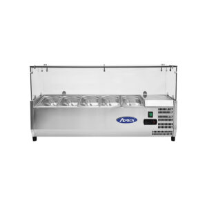 VETRINA INGREDIENTI REFRIGERATA 5 VASCHETTE  GN1/4 - Statica - Temp. +2°C/+8°C   Dim. Cm 120,5x33,5x46,5h