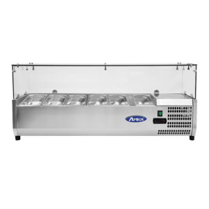 VETRINA INGREDIENTI REFRIGERATA 6 VASCHETTE  GN1/3 - Statica- Temp. +2°C/+8°C Dim. Cm 150,5x39,5x46,5h